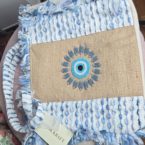 NWT Antik Kraft Eye Evil Beaded Shopper Tote - Picture 4 of 11